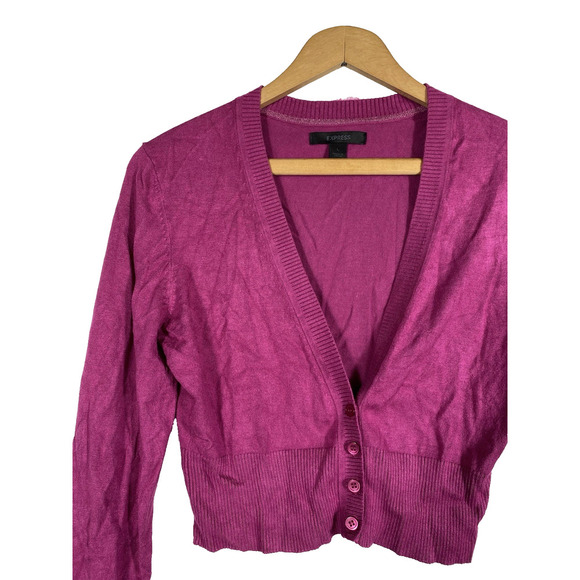 Express Sweater Shrug Sz Large Bolero Button Knit Pink Womens Y2K Princess Core - Picture 3 of 8